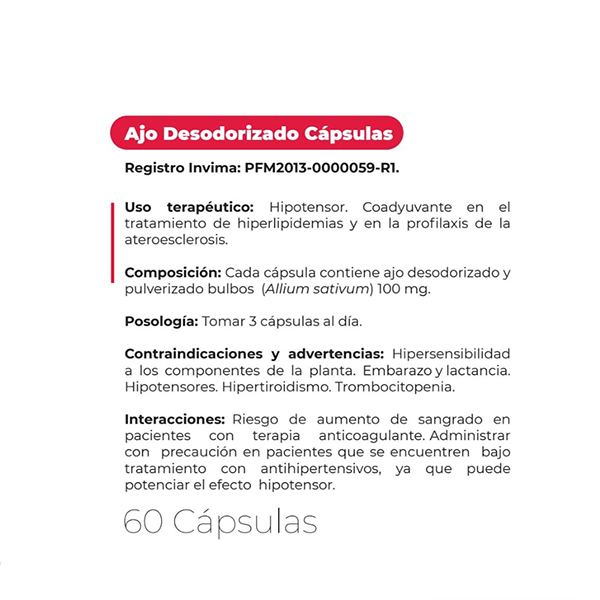 Ajo Desodorizado 60 cápsulas - Image 3