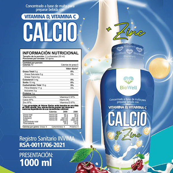 Calcio + Vitaminas D, C y Zinc - 1000ml - Image 2